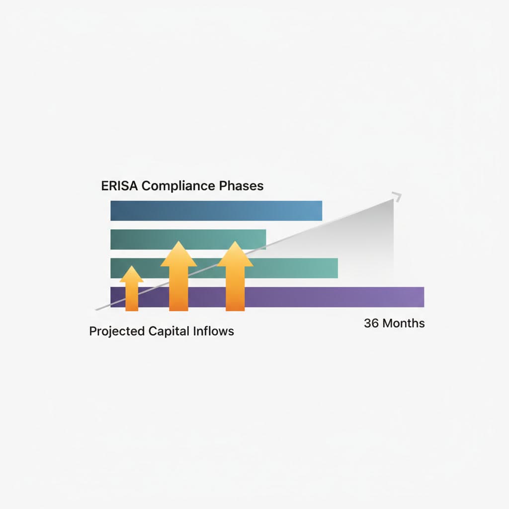 Staggered deployment timeline chart for 401(k) crypto integration