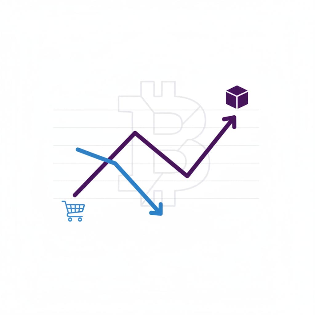 Line chart showing retail volume dropping while institutional ETF and treasury holdings climb steadily