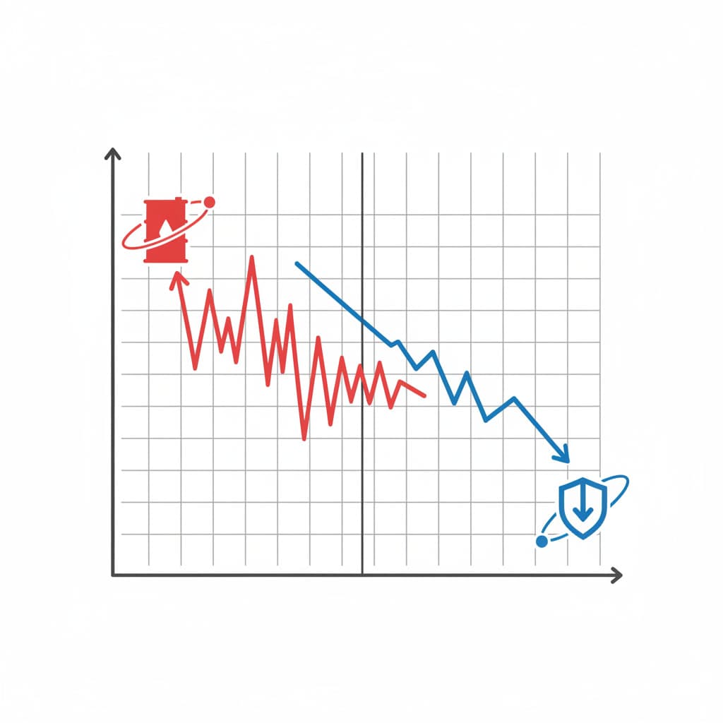 Chart showing OVX spiking to 90+ while US SPR drops toward 242 million barrels